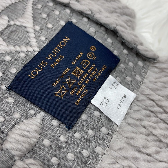 Louis Vuitton Logomania Scarf Grey N-Hype streetwear fashion accessory.