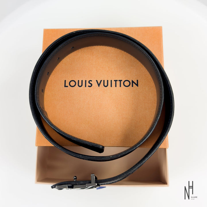 Louis Vuitton LV Initiales 40 mm Reversible Monogram Eclipse pasek męski czarno-szary N-Hype