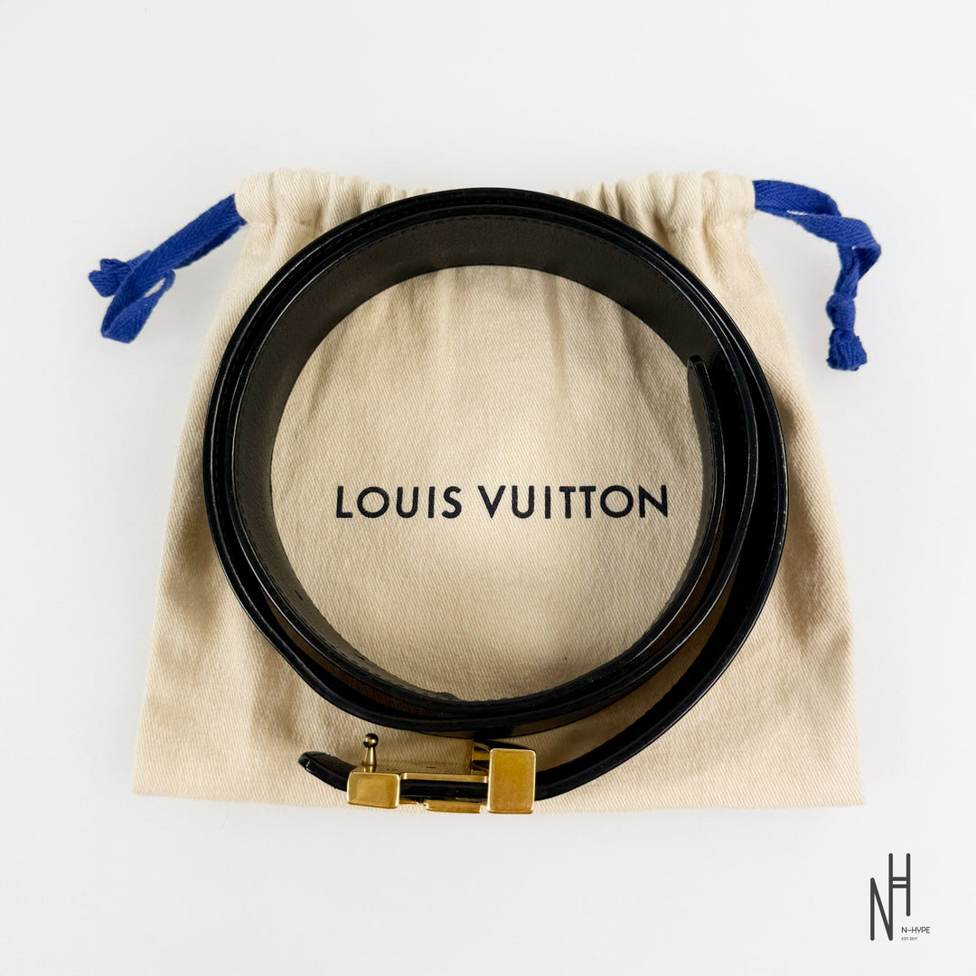 Louis Vuitton LV Initiales Belt czarny N-Hype pas skórzany.