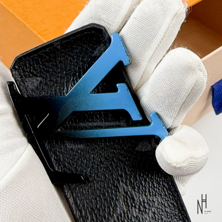 Louis Vuitton LV Sunset Revelsible Belt Monogram 40 MM Black / Blue Buckle N-Hype fashion accessory.