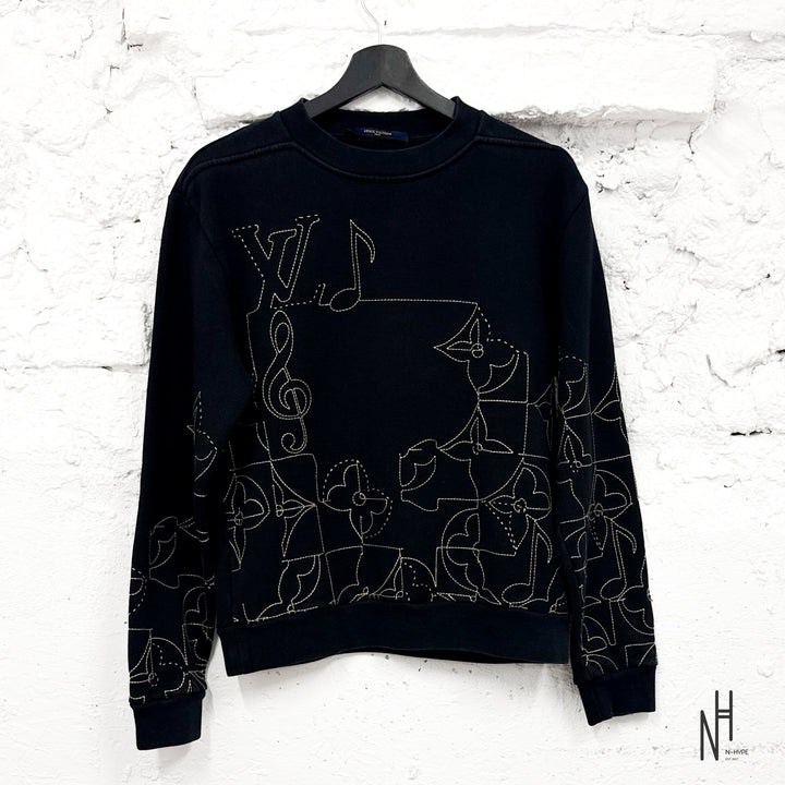 Louis Vuitton Music Line Crewneck Black - N-Hype