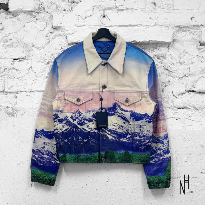 Louis Vuitton Virgil Abloh Landscape Denim Trucker Jacket męska N-Hype