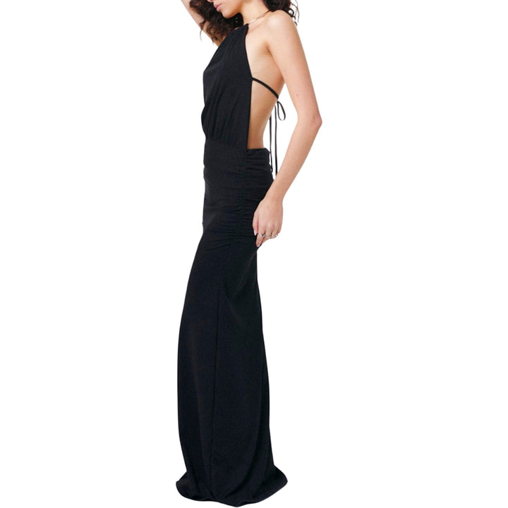 MISI Halter Neck Maxi Dress Black N-Hype streetwear fashion dress.
