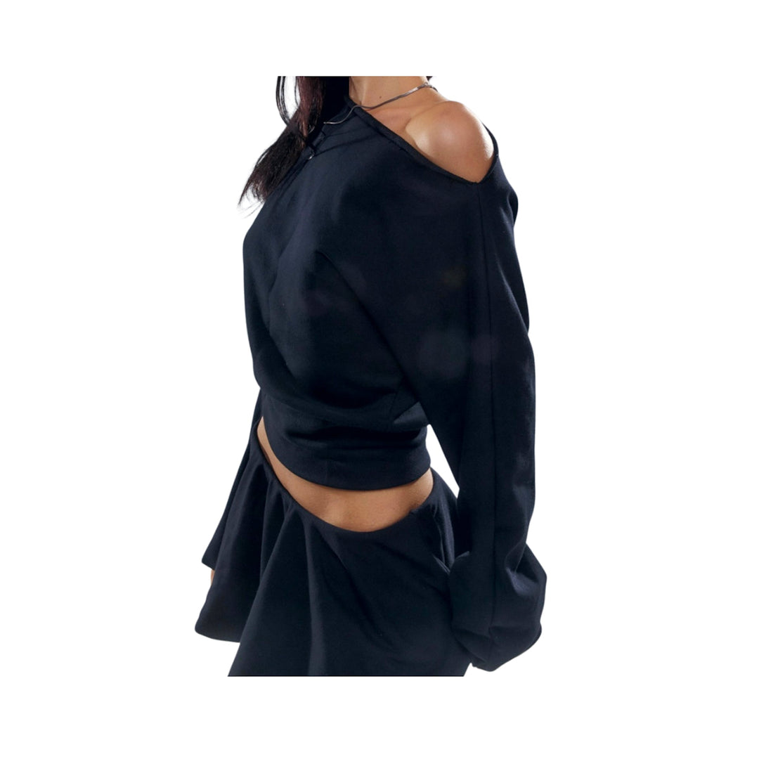 MISI Off-The Shoulder Sweater Longsleeve Top Black N-Hype Women's Fashion Sweatshirt