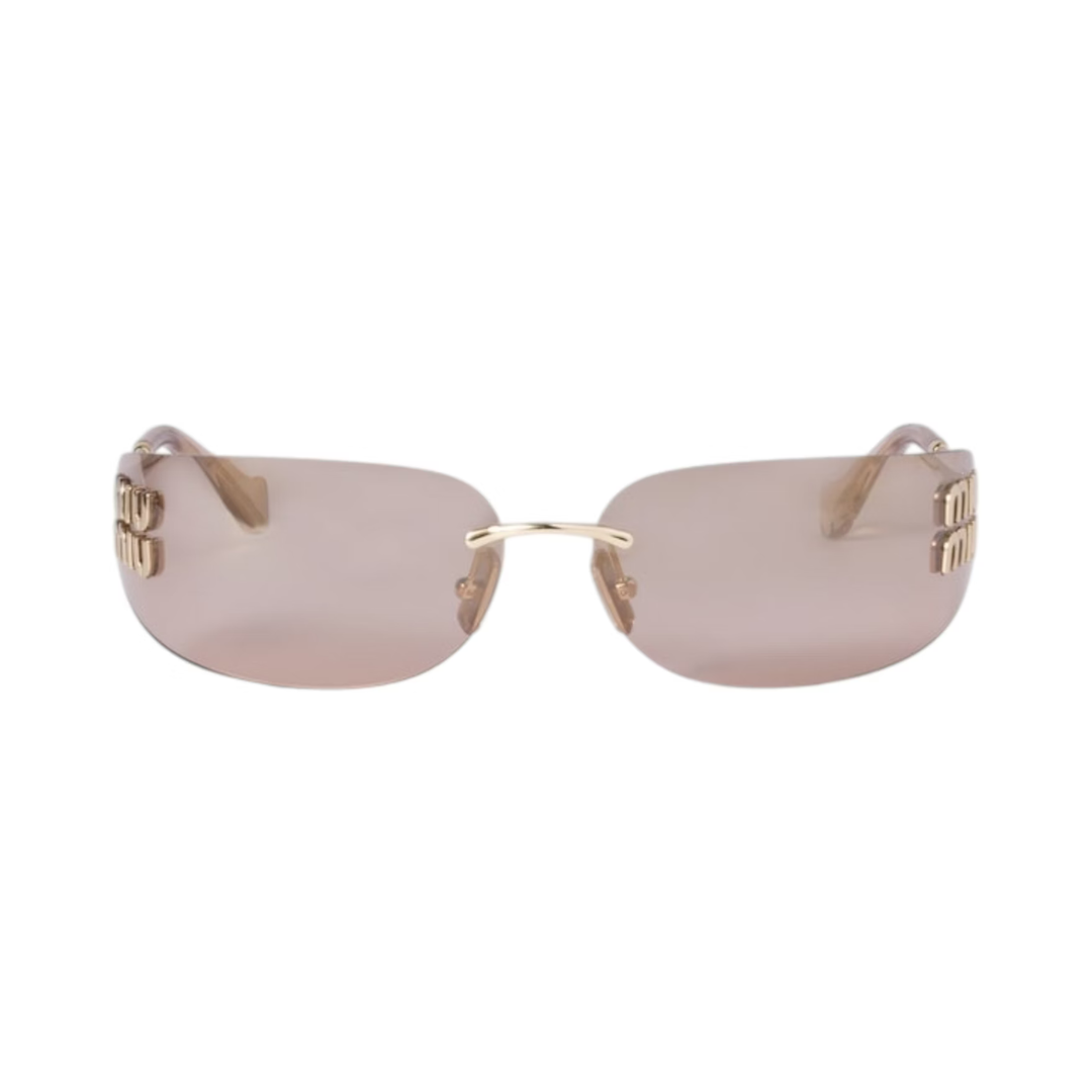 Miu Miu Irregular Sunglasses Gold Light Purple Brown - N-Hype