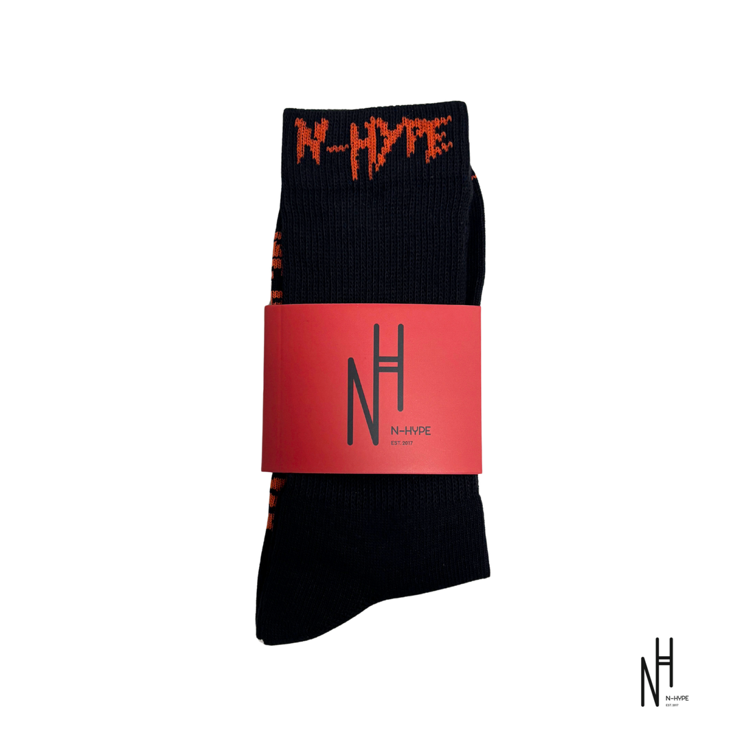 N-Hype Black Socks Streetwear Brand Cotton Blend Warm Comfortable Unisex Size One Size Fits All