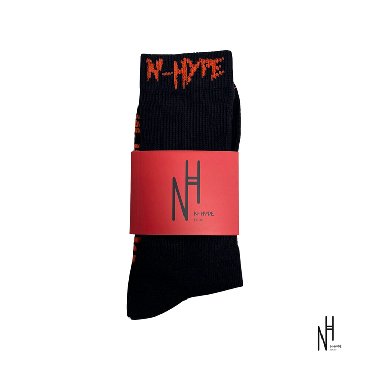 N-Hype Black Socks Streetwear Brand Cotton Blend Warm Comfortable Unisex Size One Size Fits All