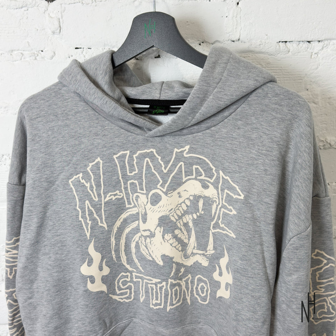 N-HYPE STUDIO 'WE RUN THE CITY' grey hoodie sweatshirt.