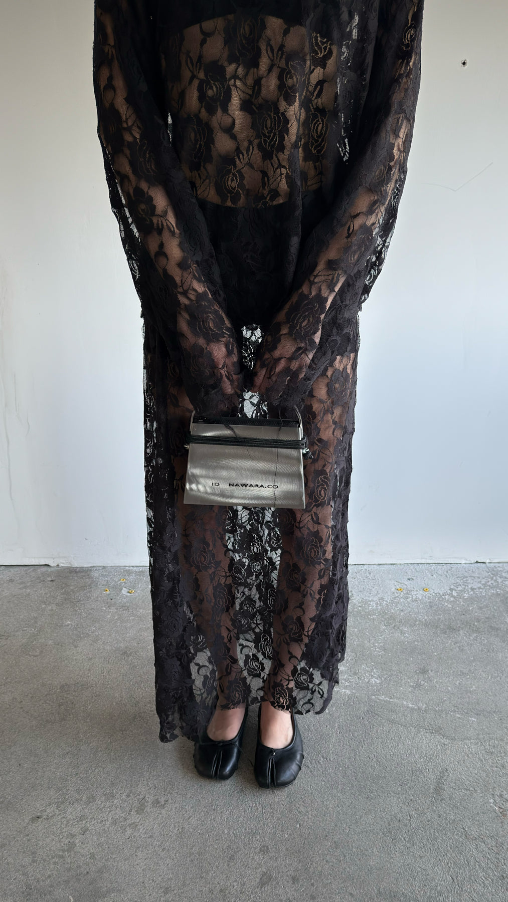 Nawara Rose Mesh Skirt Black