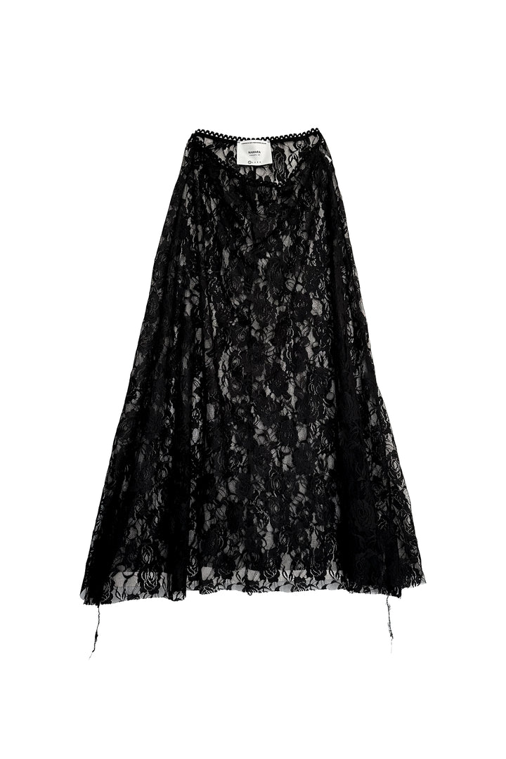 Nawara Rose Mesh Skirt Black