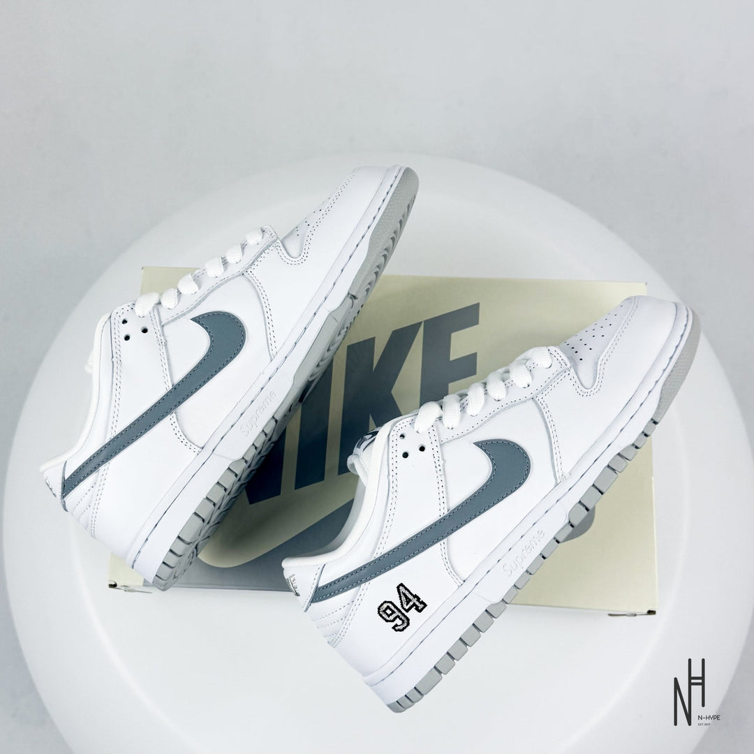 Nike SB Dunk Low Supreme 94 White Metallic Silver sneakers męskie N-Hype