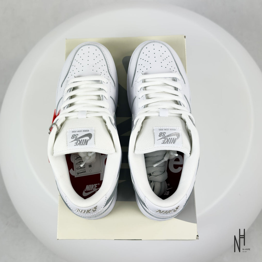 Nike SB Dunk Low Supreme 94 White Metallic Silver sneakers męskie N-Hype