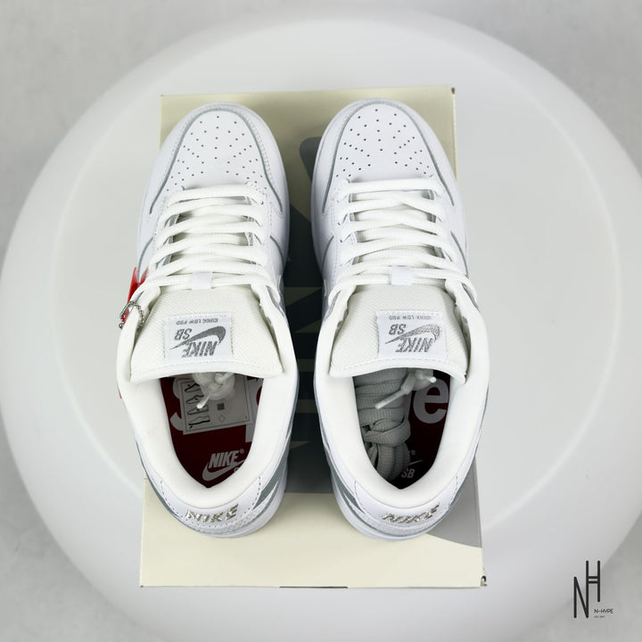 Nike SB Dunk Low Supreme 94 White Metallic Silver sneakers męskie N-Hype