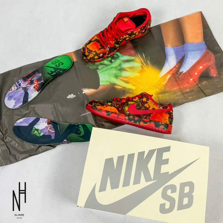 Nike SB Dunk Low The Wizard of Oz Poppy Field sneakers czerwono-zielone N-Hype.