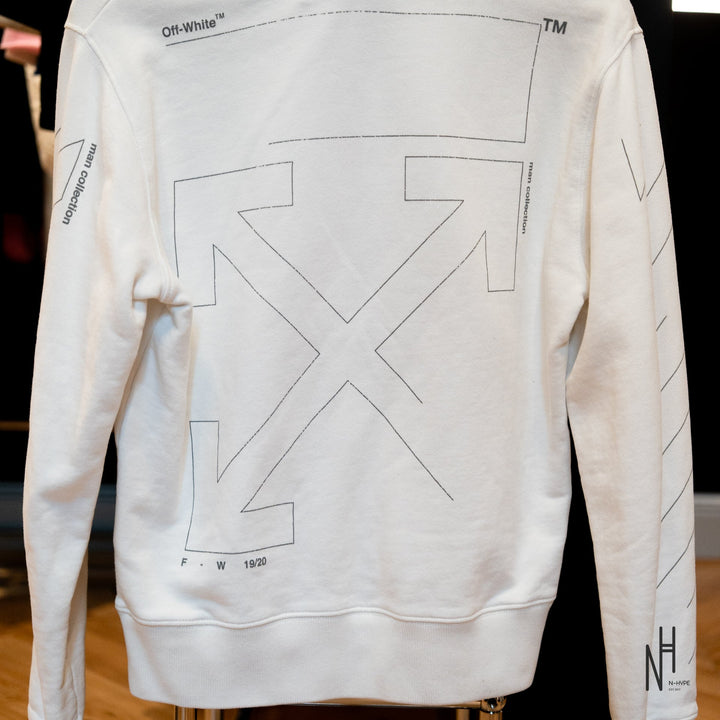 OFF-WHITE Diag Unfinished Hoodie White/Silver N-Hype sweatshirt.