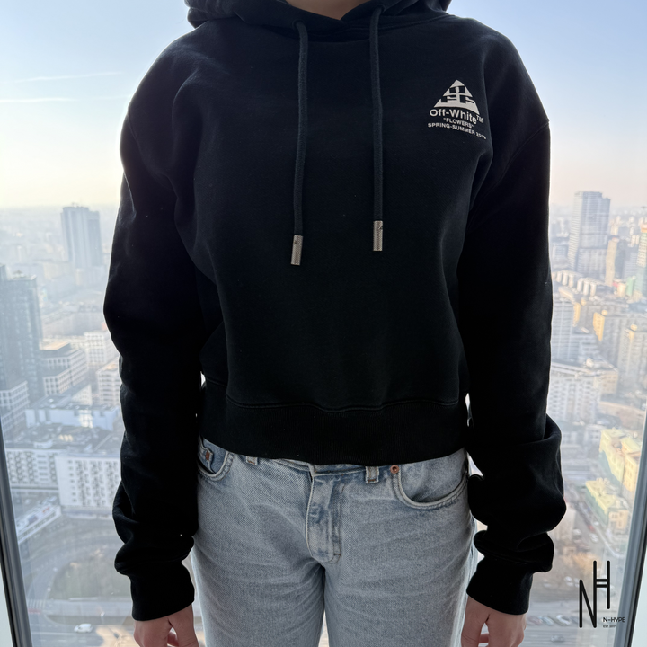 OFF-WHITE Logo Printed Cropped Sweatshirt Hoodie w kolorze czarnym N-Hype.