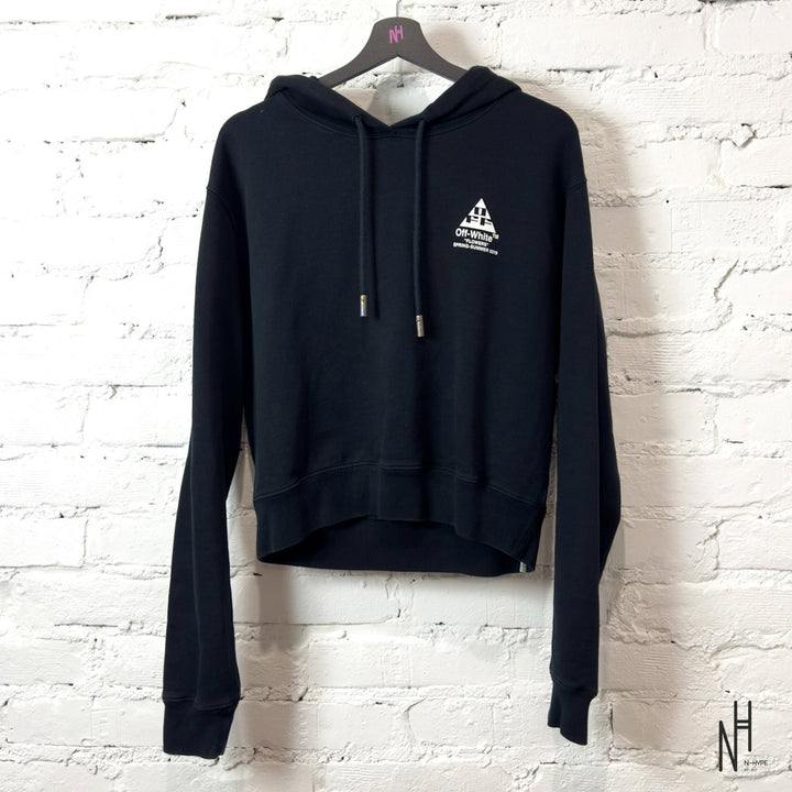 OFF-WHITE Logo Printed Cropped Sweatshirt Hoodie Black N-Hype