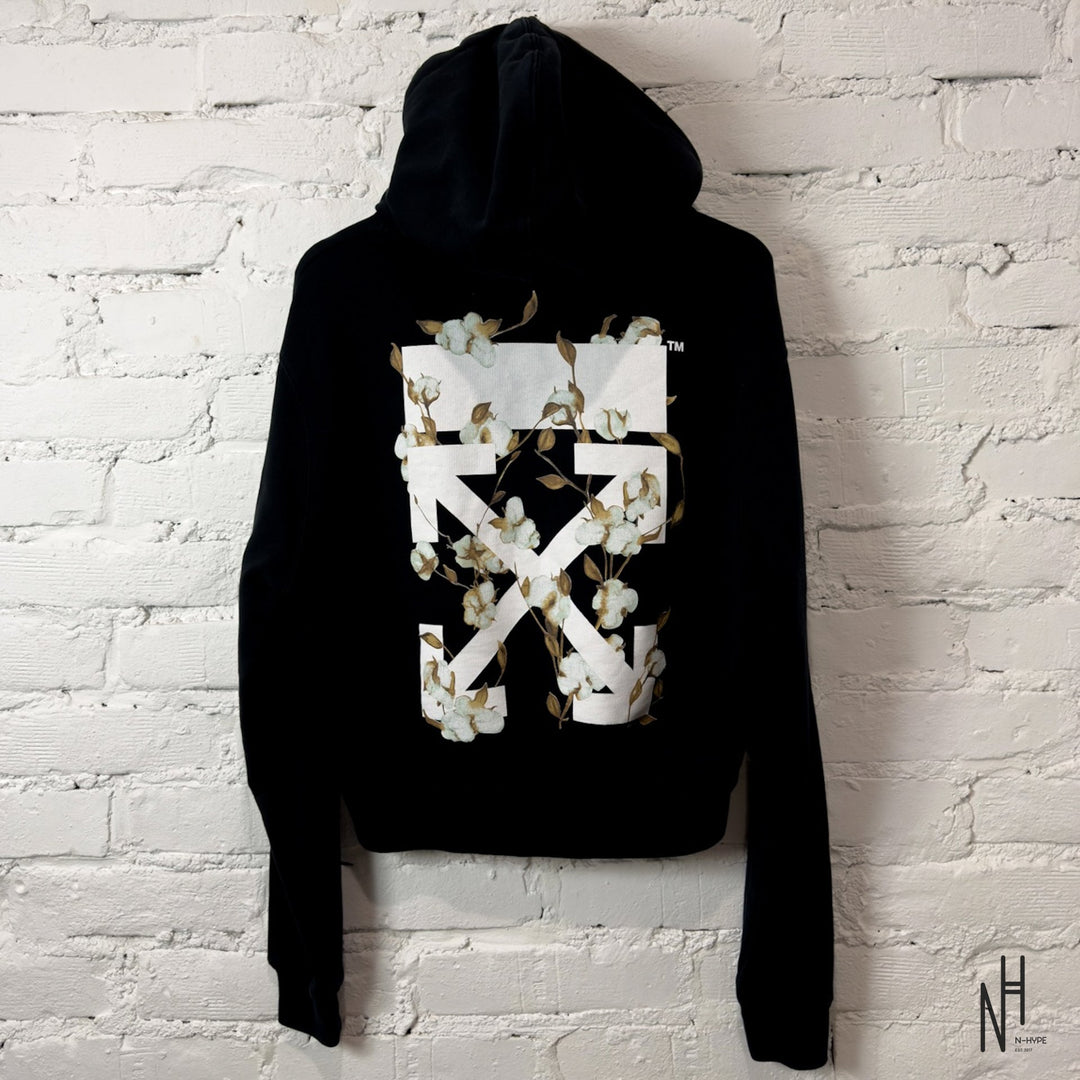 OFF-WHITE Logo Printed Cropped Sweatshirt Hoodie w kolorze czarnym N-Hype.