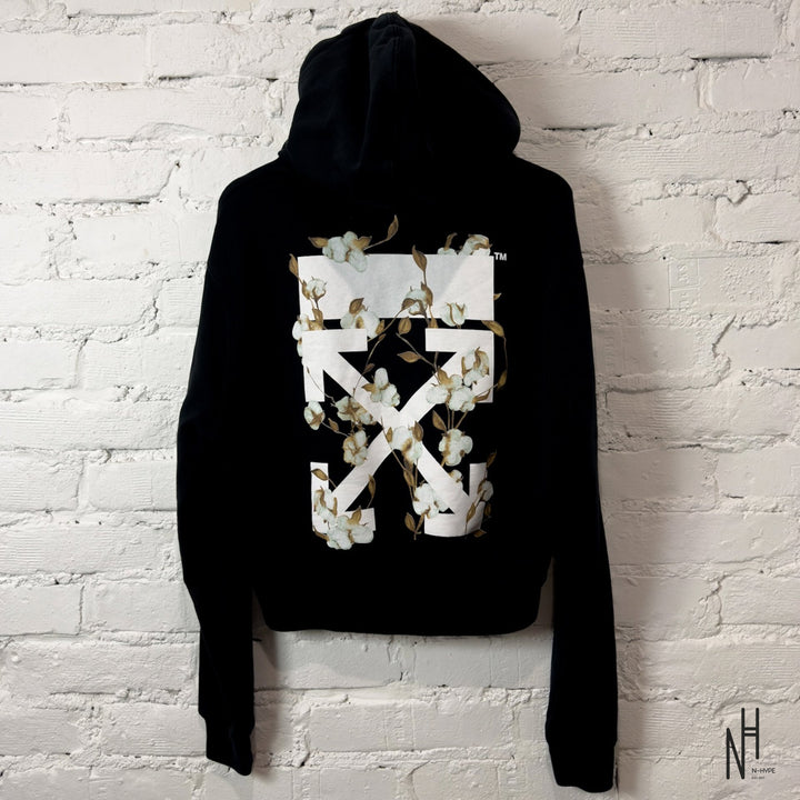 OFF-WHITE Logo Printed Cropped Sweatshirt Hoodie w kolorze czarnym N-Hype.