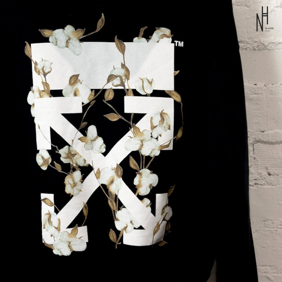 OFF-WHITE Logo Printed Cropped Sweatshirt Hoodie czarny N-Hype