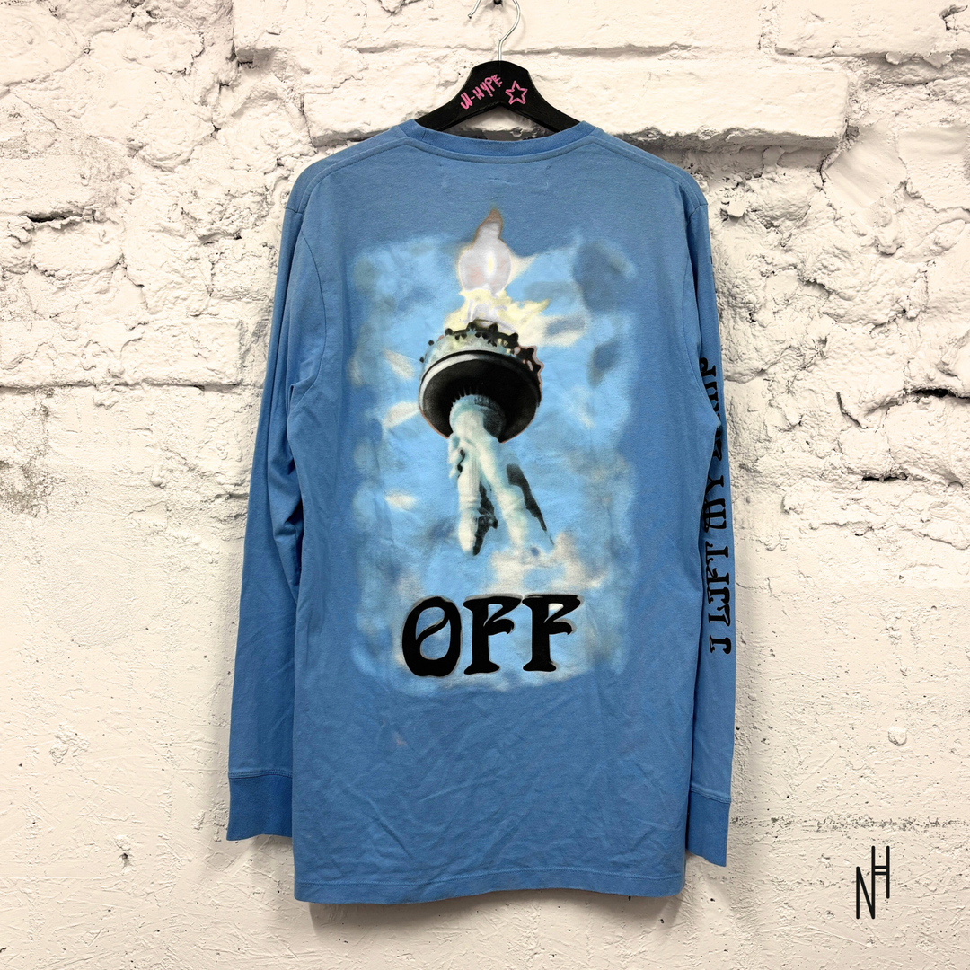 Off White Longsleeve Statue Of Liberty Blue koszulka męska N-Hype