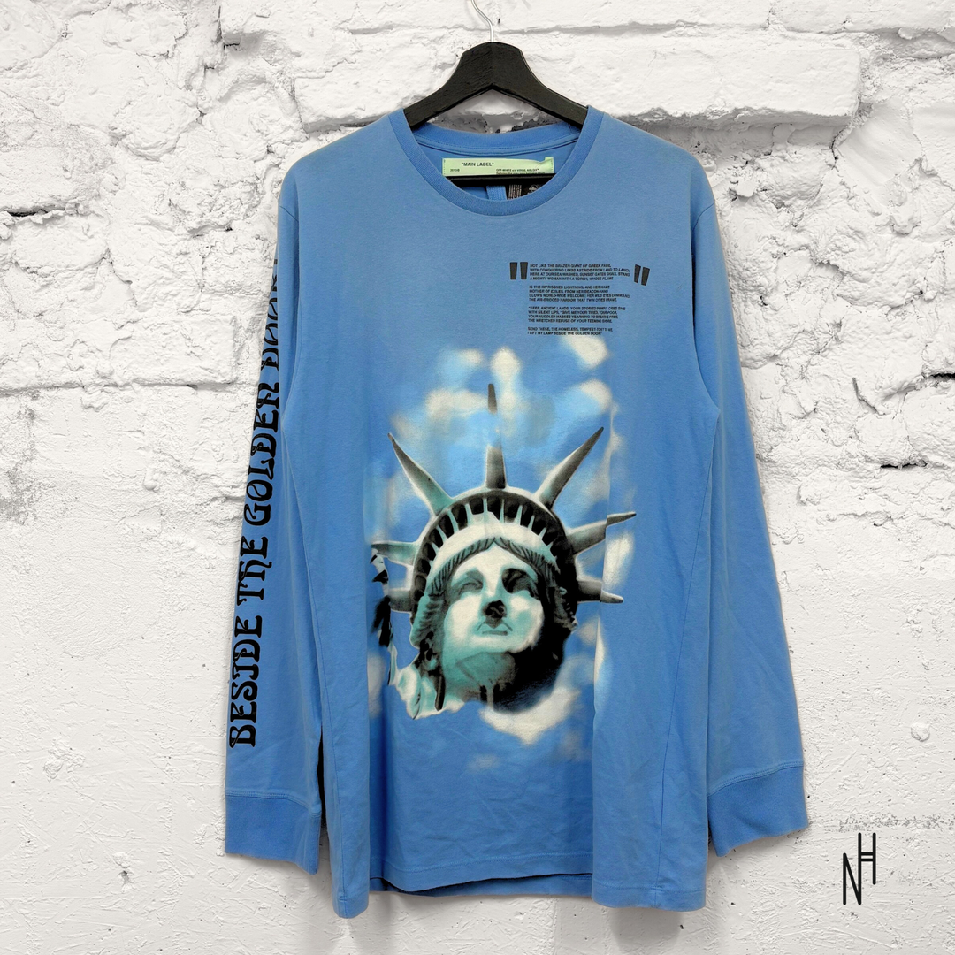 Off White Longsleeve Statue Of Liberty Blue koszulka męska N-Hype