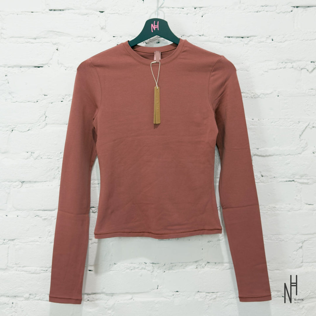 SKIMS Cotton Jersey Long Sleeve T-Shirt Redwood N-Hype Streetwear koszulka czerwona