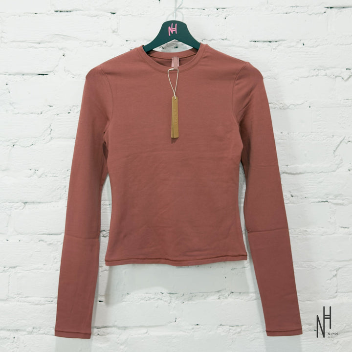 SKIMS Cotton Jersey Long Sleeve T-Shirt Redwood N-Hype Streetwear koszulka czerwona