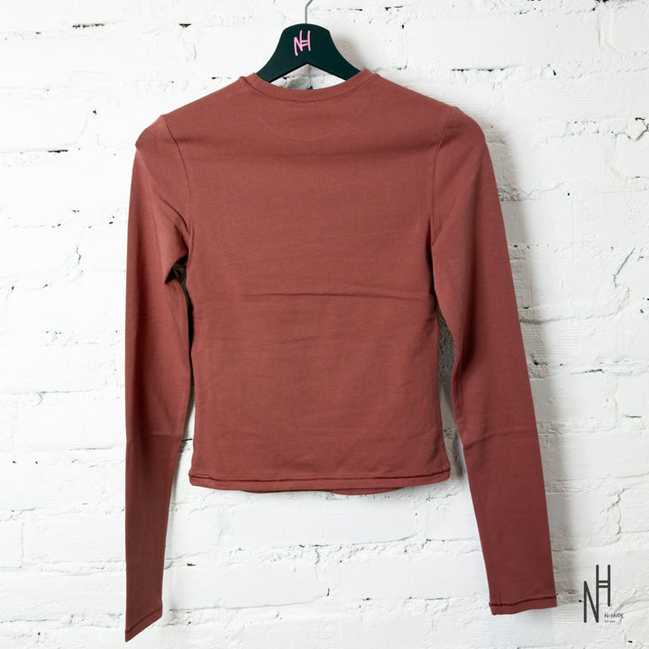SKIMS Cotton Jersey Long Sleeve T-Shirt Redwood N-Hype Streetwear koszulka czerwona