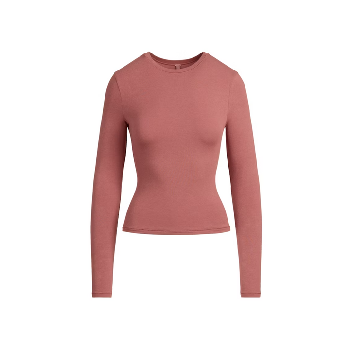 SKIMS Cotton Jersey Long Sleeve T-Shirt Redwood N-Hype streetwear koszulka czerwona
