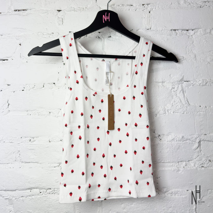 SKIMS Cotton Rib Tank Snow Strawberry Print top N-Hype women's streetwear fashion