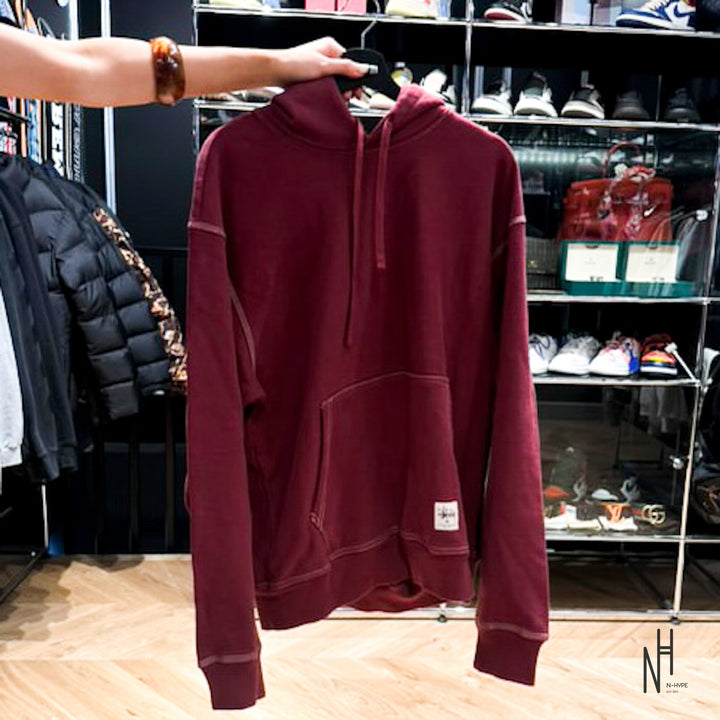 Stussy Contrast Stitch Label Hoodie Berry N-Hype streetwear hoodie pomarańczowy.