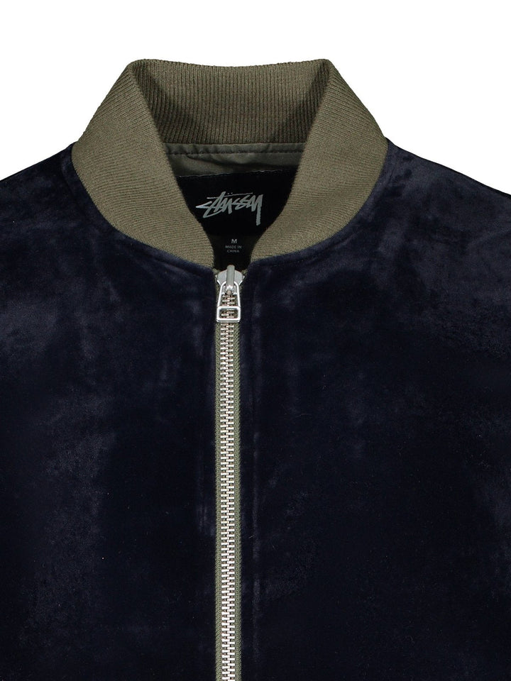 Stussy Velvet Bomber Navy jacket N-Hype fashion store.