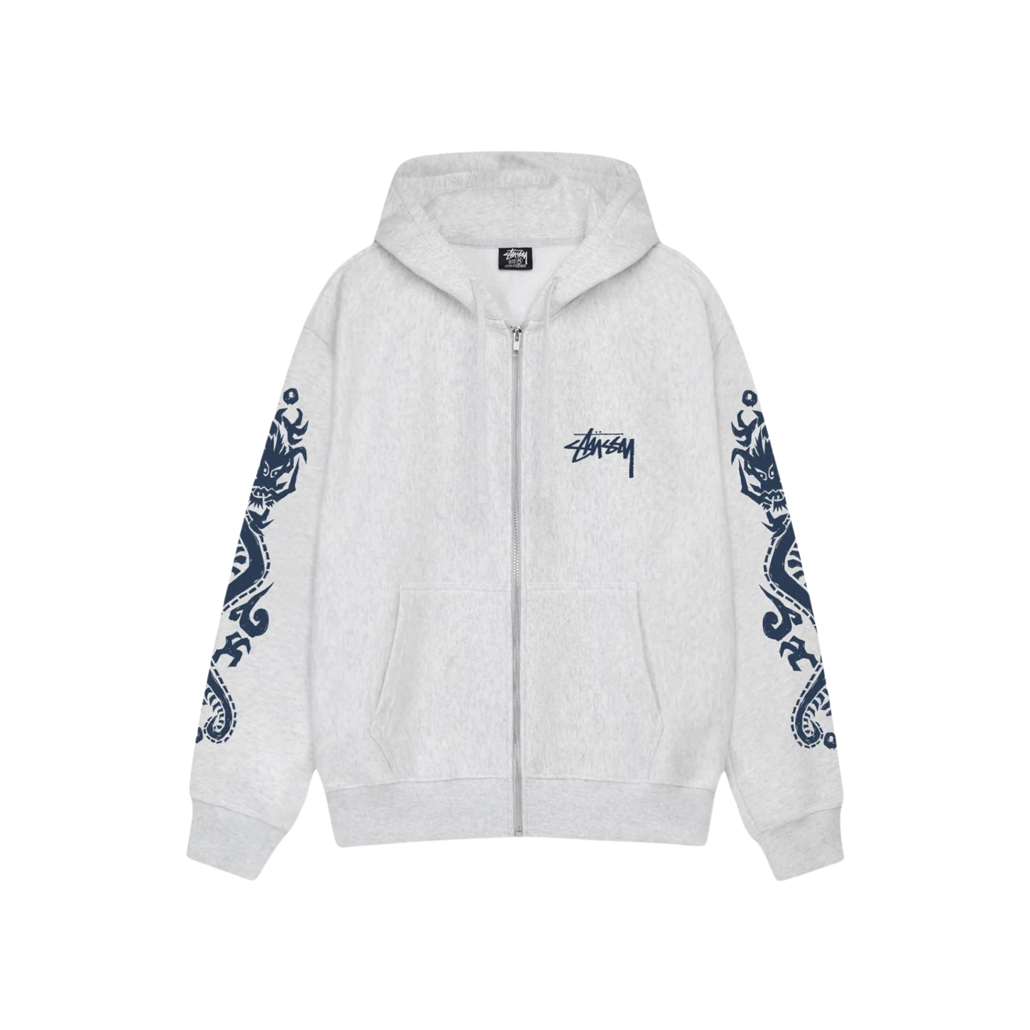 Stussy Dragons Zip Hoodie Grey