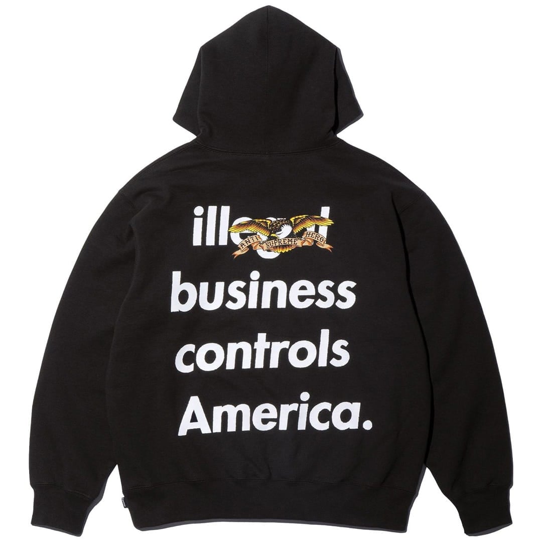 Supreme ANTIHERO Hooded Sweatshirt Black - zdjęcie 2 - N-Hype