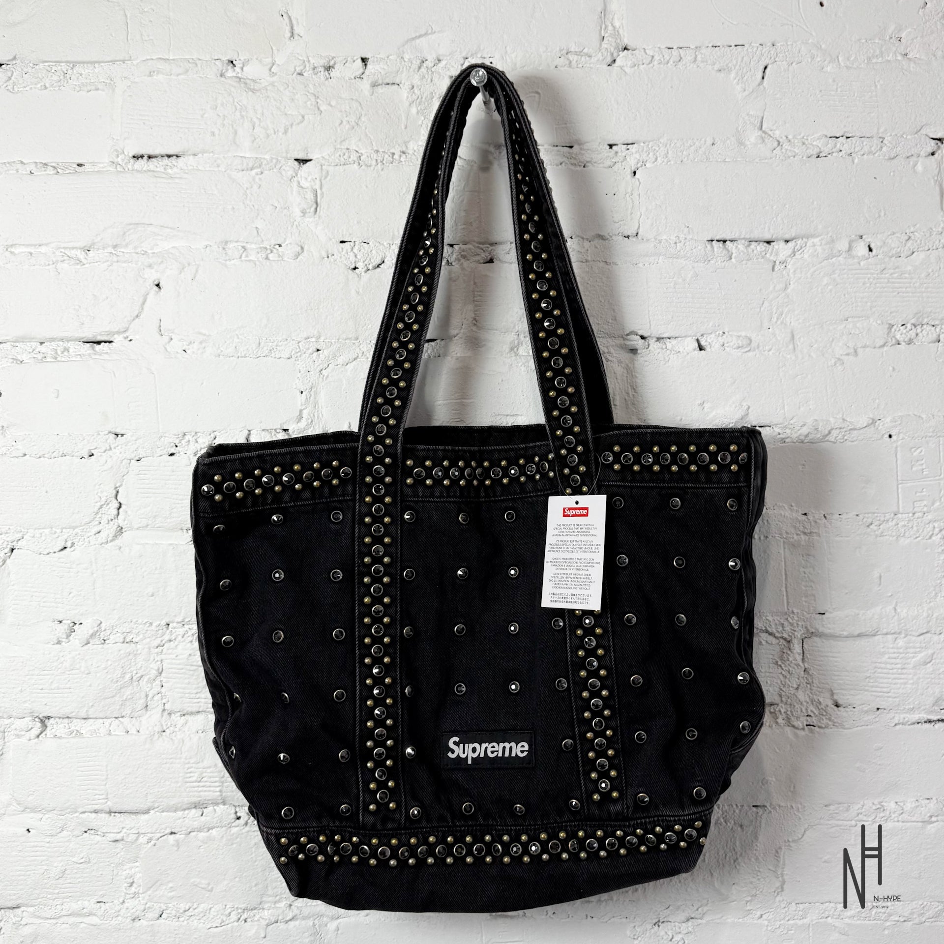 Supreme bb Simon Denim Tote Bag Black – Solid Denim Tote | N‑Hype