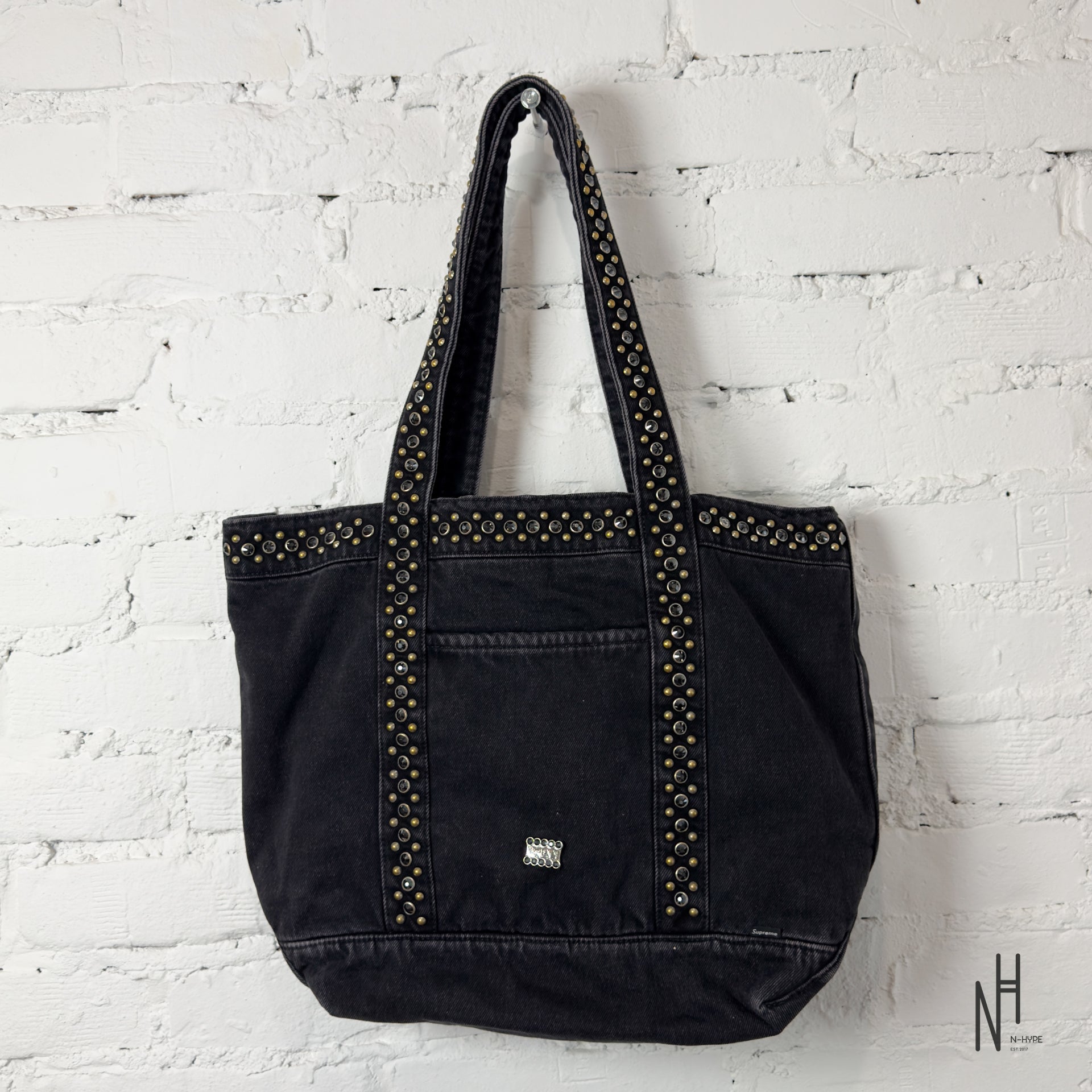 Supreme bb Simon Denim Tote Bag Black – Solid Denim Tote | N‑Hype