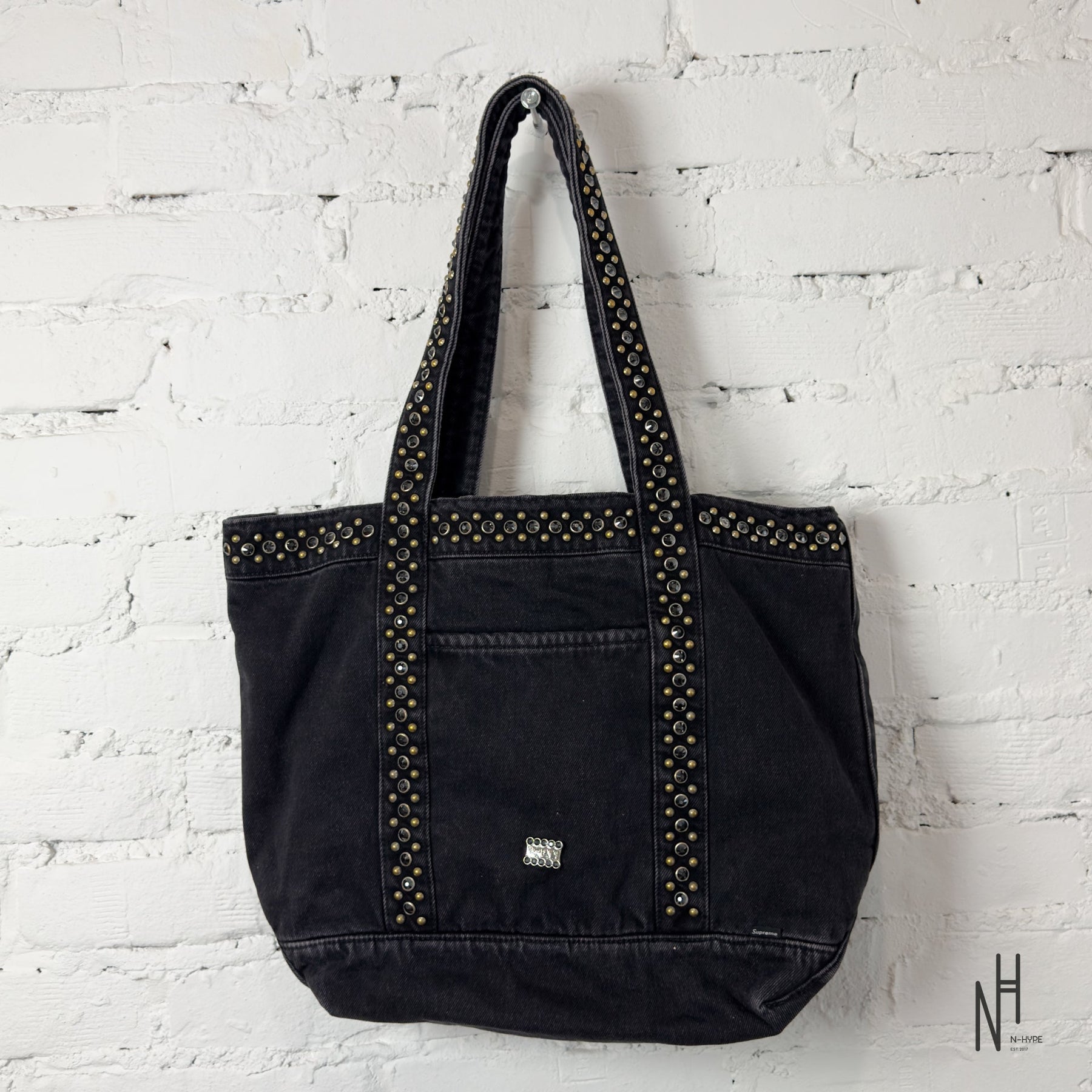 Supreme bb Simon Denim Tote Bag Black – Solid Denim Tote | N‑Hype