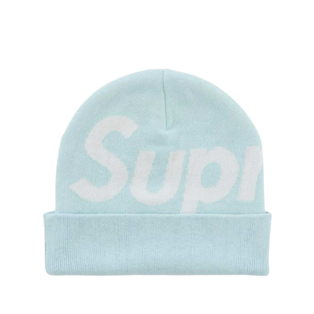 Supreme Big Logo Beanie FW25 light blue N-Hype streetwear fashion.