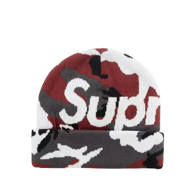 Supreme Big Logo Beanie FW25 Red Camo N-Hype streetwear czerwony czarny logo