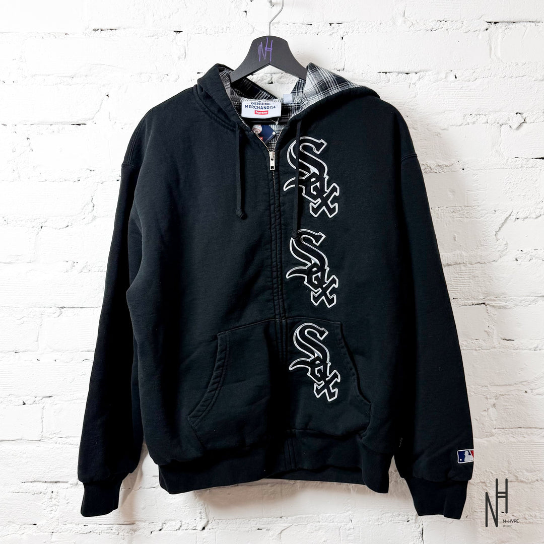 Supreme Chicago White Sox Zip Up Hooded Black N-Hype hoodie sweatshirt.