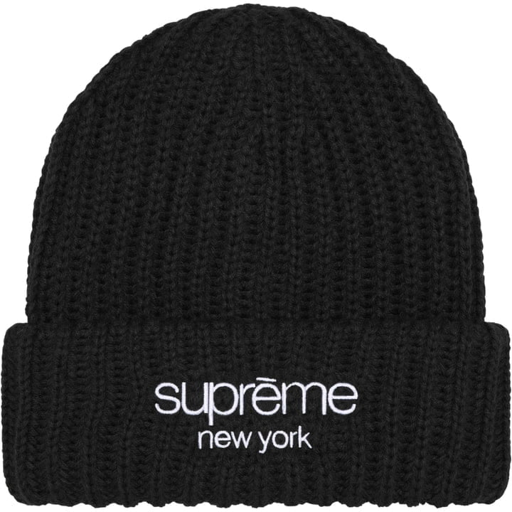 Supreme Classic Logo Chunky Ribbed Beanie FW24 Black N-Hype