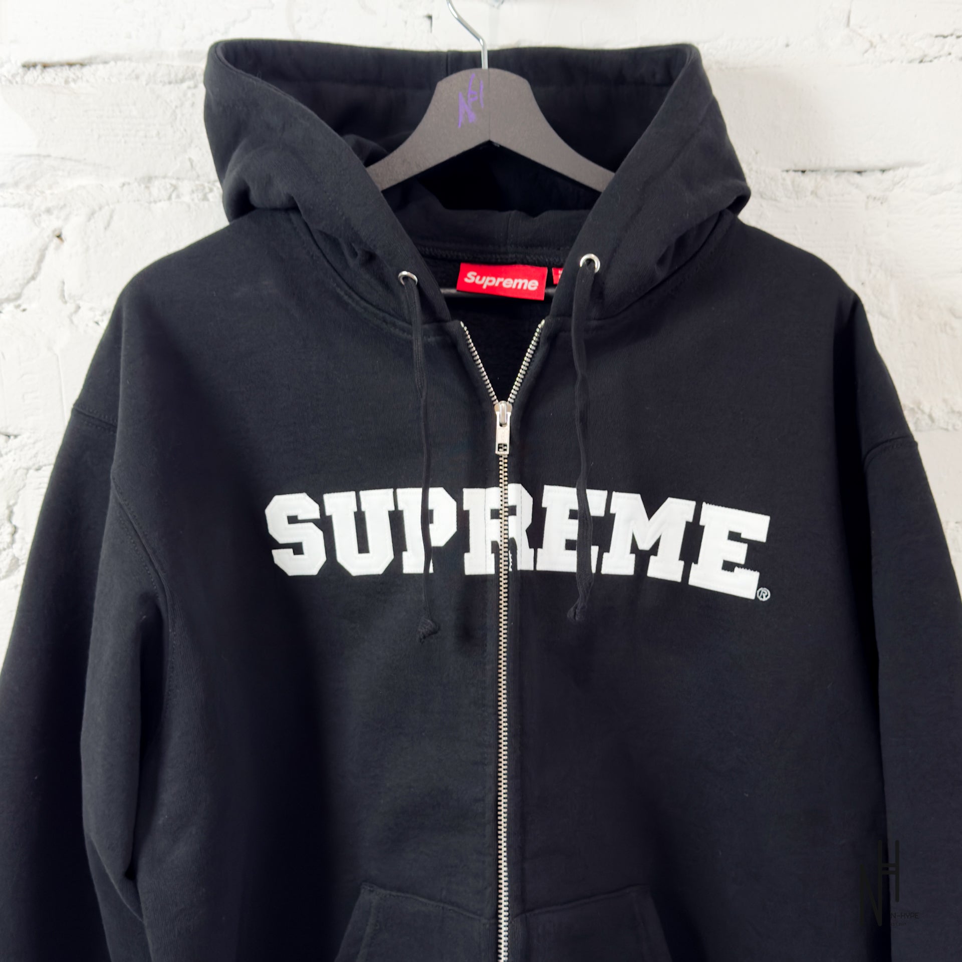 Supreme Collegiate Applique Zip Up Hooded Sweatshirt Black | N-Hype