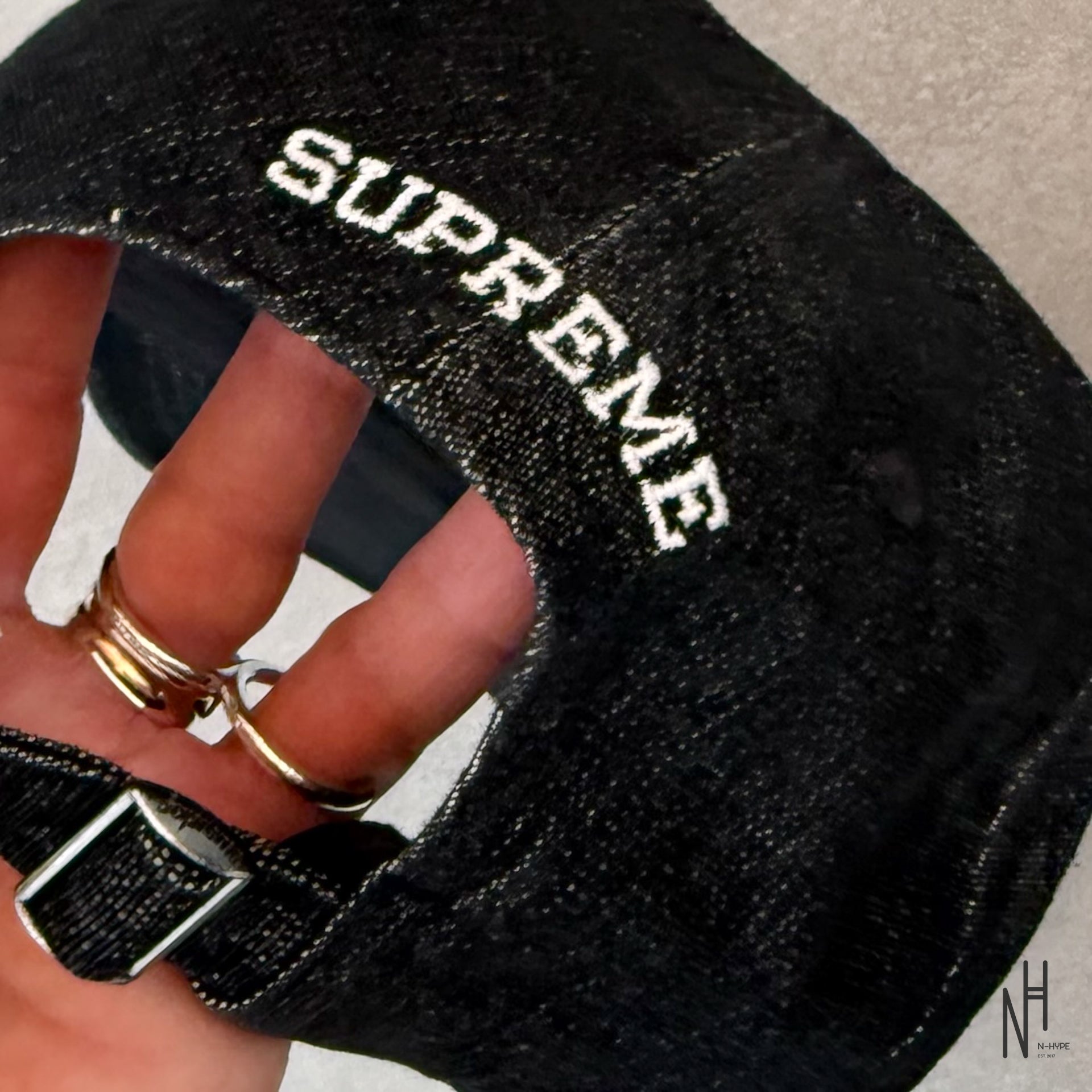 Supreme Cordura Denim S Logo 6-Panel Black | N-Hype