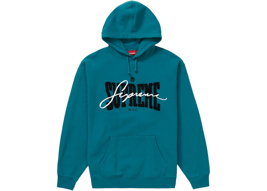 Supreme Embroidered Chenille Hooded Sweatshirt Dark Teal - Granat - N-Hype