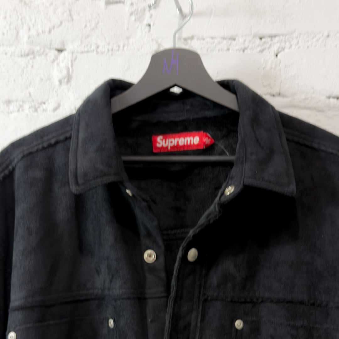 Supreme Faux Suede Snap Shirt Black N-Hype koszulka faux suede czarna