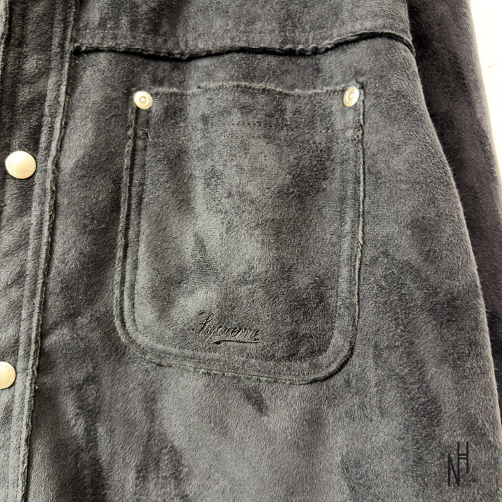 Supreme Faux Suede Snap Shirt Black N-Hype streetwear Snap Shirt.