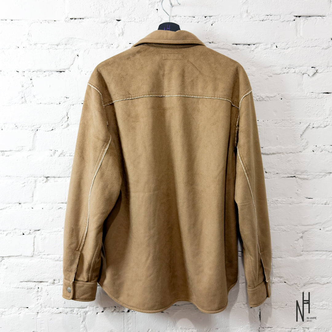 Supreme Faux Suede Snap Shirt Tan koszulka męska z imitacji zamszu N-Hype