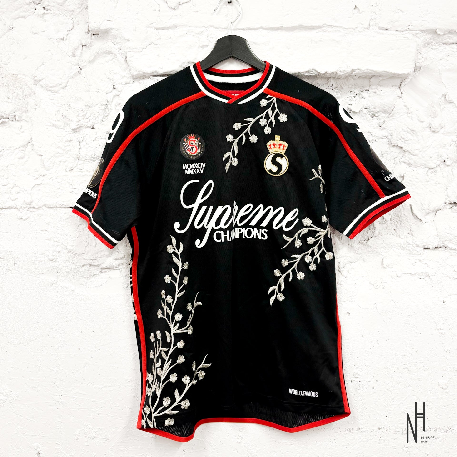 Supreme Floral Soccer Jersey Black | N-Hype