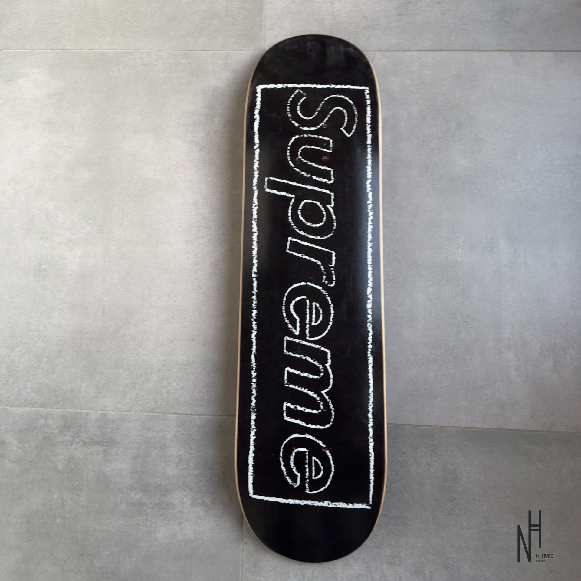 Supreme KAWS Chalk Logo Skateboard Deck Black – Limited